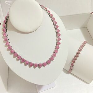 2 Piece Set Cuban Chain Heart Necklace and Bracelet